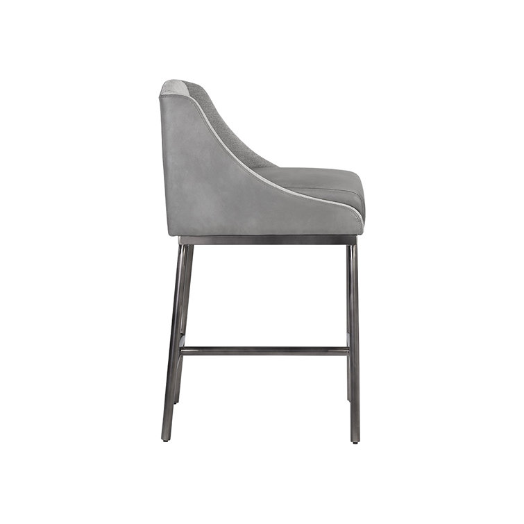 Bravo Metal and Polo Club Stone Counter Stool with Gunmetal Legs