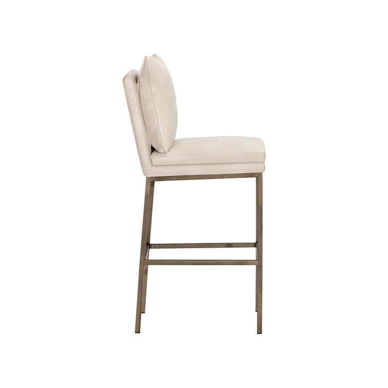 Bravo Cream Faux Leather Counter Stool with Antique Brass Legs