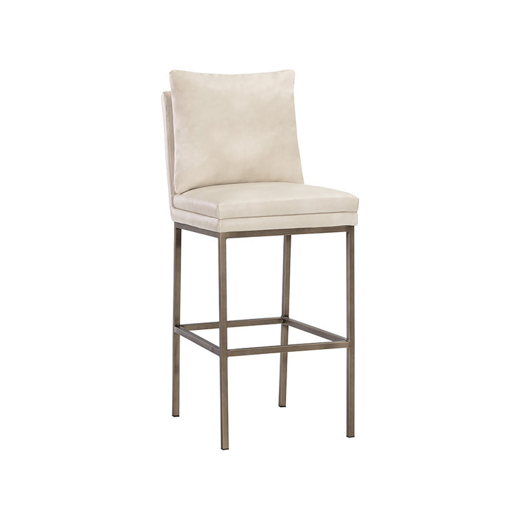 Bravo Cream Faux Leather Counter Stool with Antique Brass Legs