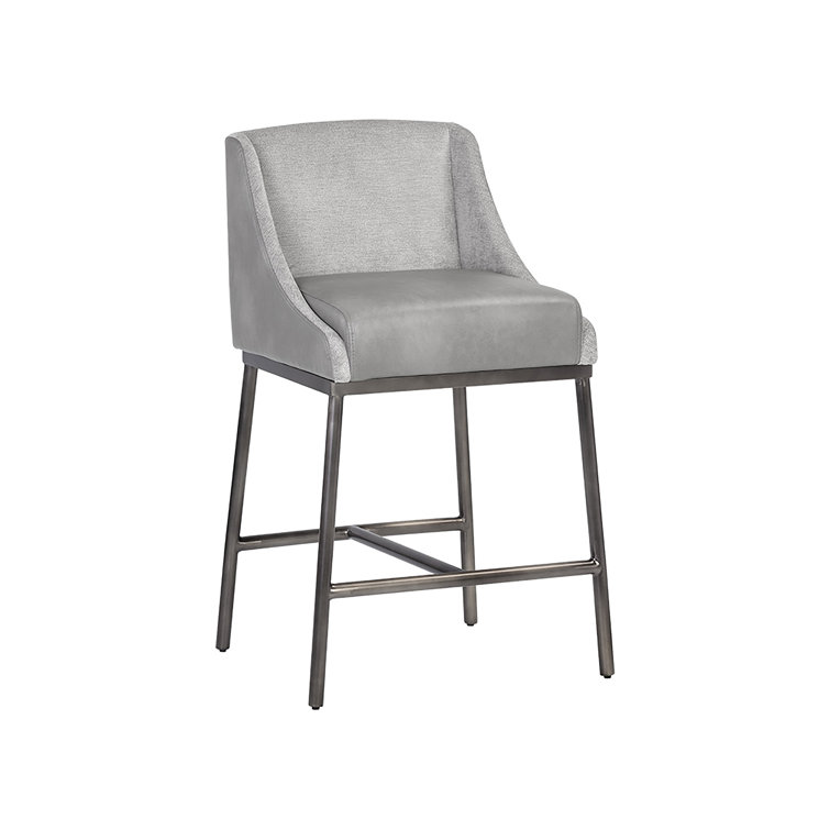 Bravo Metal and Polo Club Stone Counter Stool with Gunmetal Legs