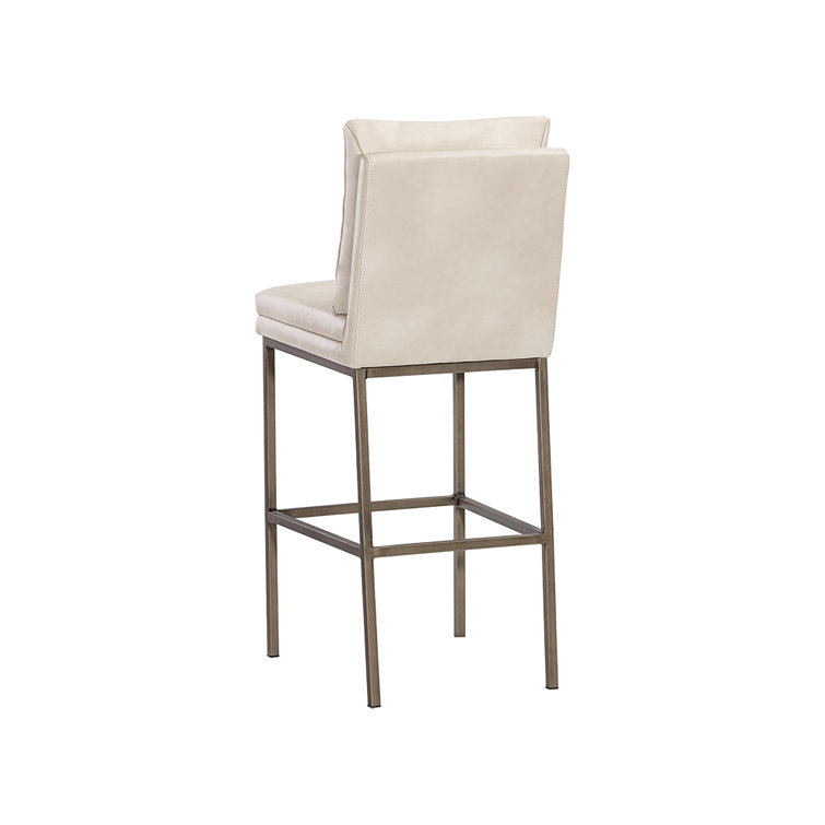 Bravo Cream Faux Leather Counter Stool with Antique Brass Legs