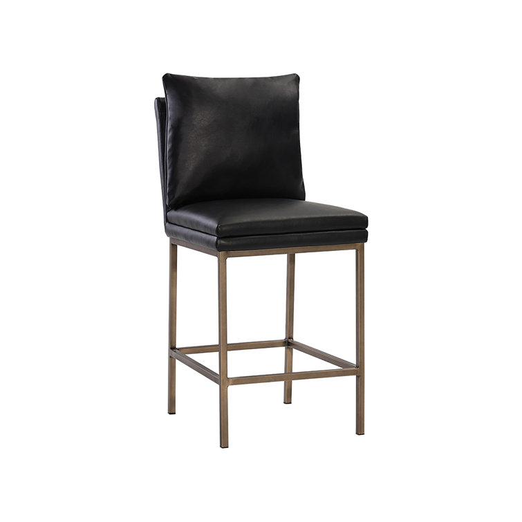 Bravo Cream Faux Leather Counter Stool with Antique Brass Legs