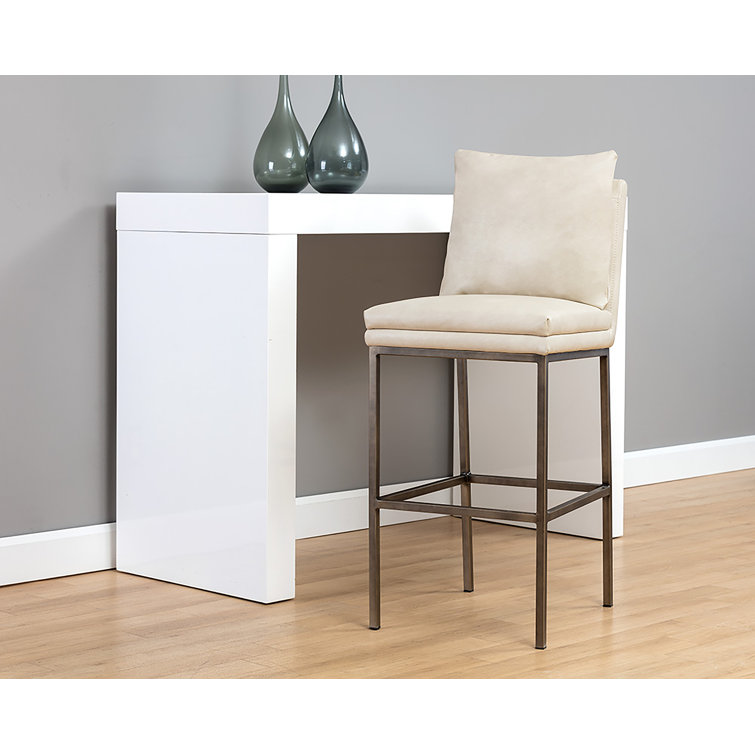 Bravo Cream Faux Leather Counter Stool with Antique Brass Legs