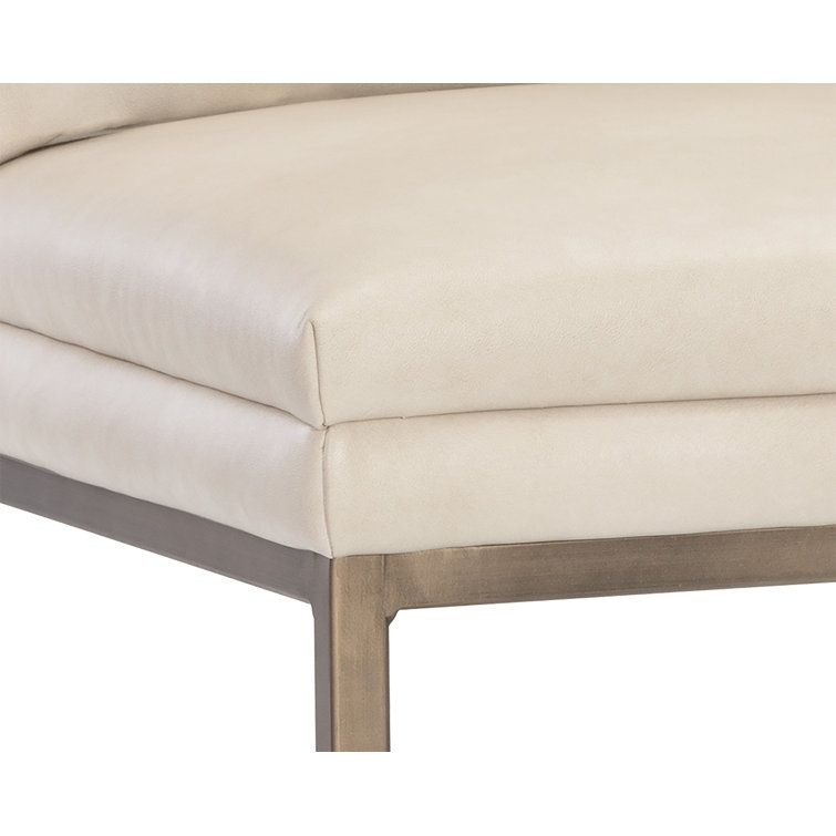 Bravo Cream Faux Leather Counter Stool with Antique Brass Legs
