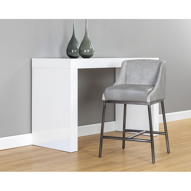 Bravo Metal and Polo Club Stone Counter Stool with Gunmetal Legs