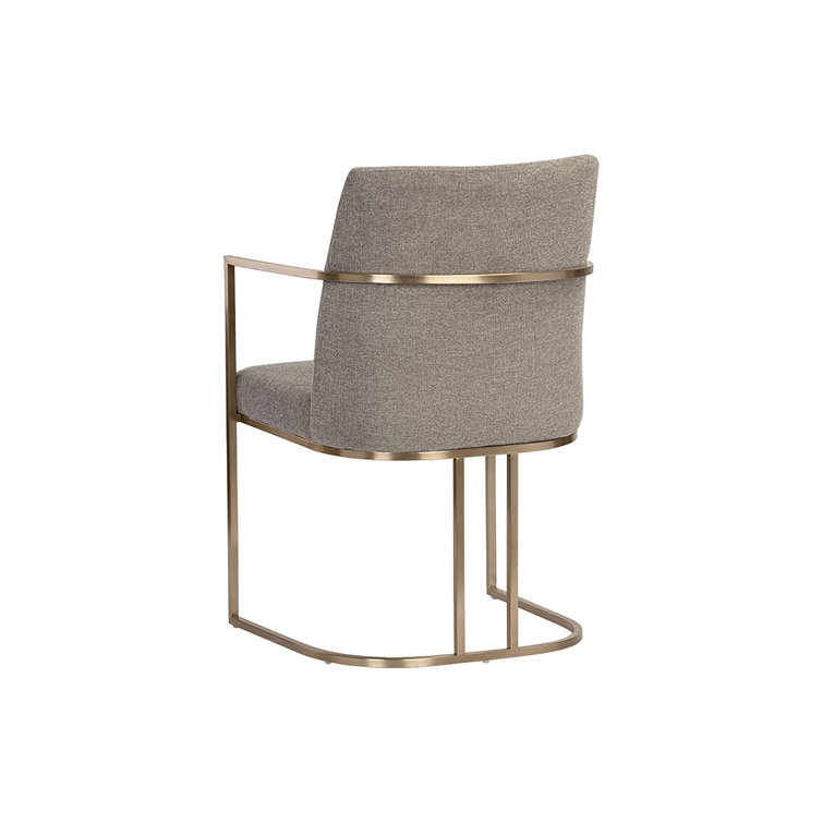 Belfast Oyster Shell Upholstered Arm Chair with Antique Brass Frame