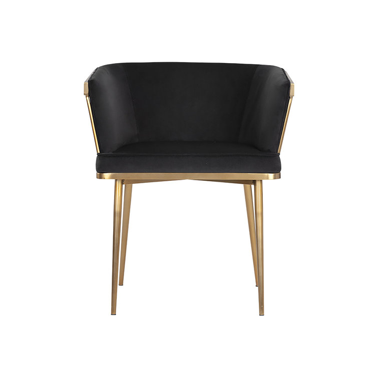 Black Upholstered Arm Chair with Gold Metal Frame
