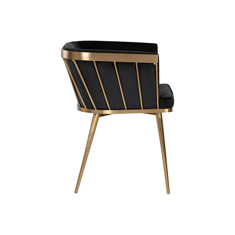 Black Upholstered Arm Chair with Gold Metal Frame