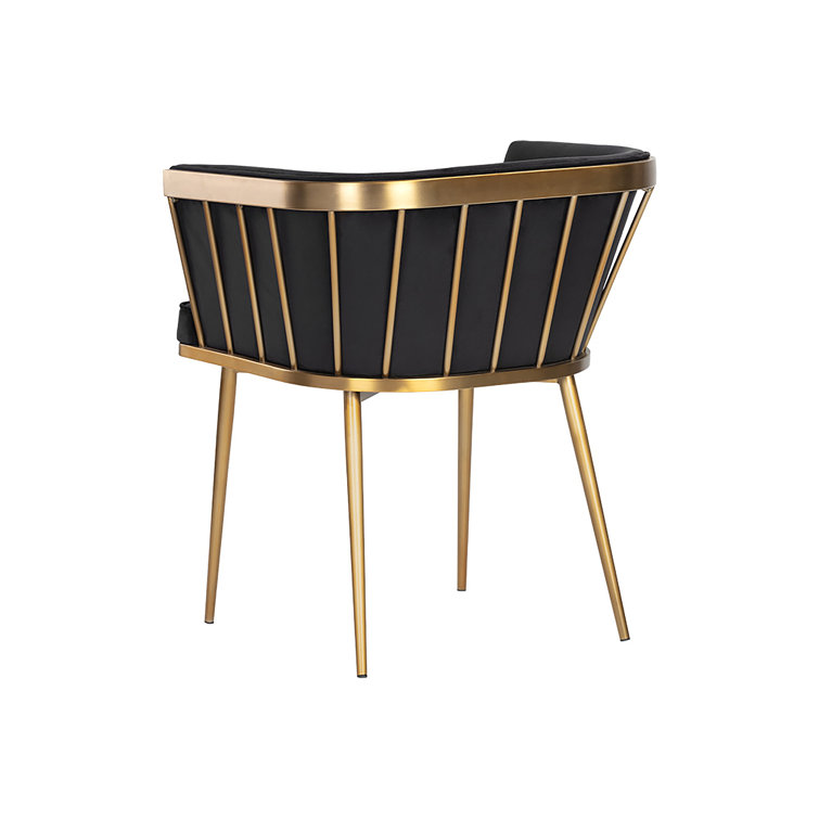 Black Upholstered Arm Chair with Gold Metal Frame