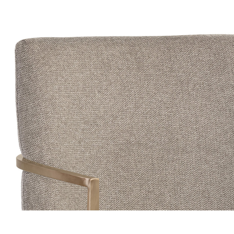 Belfast Oyster Shell Upholstered Arm Chair with Antique Brass Frame