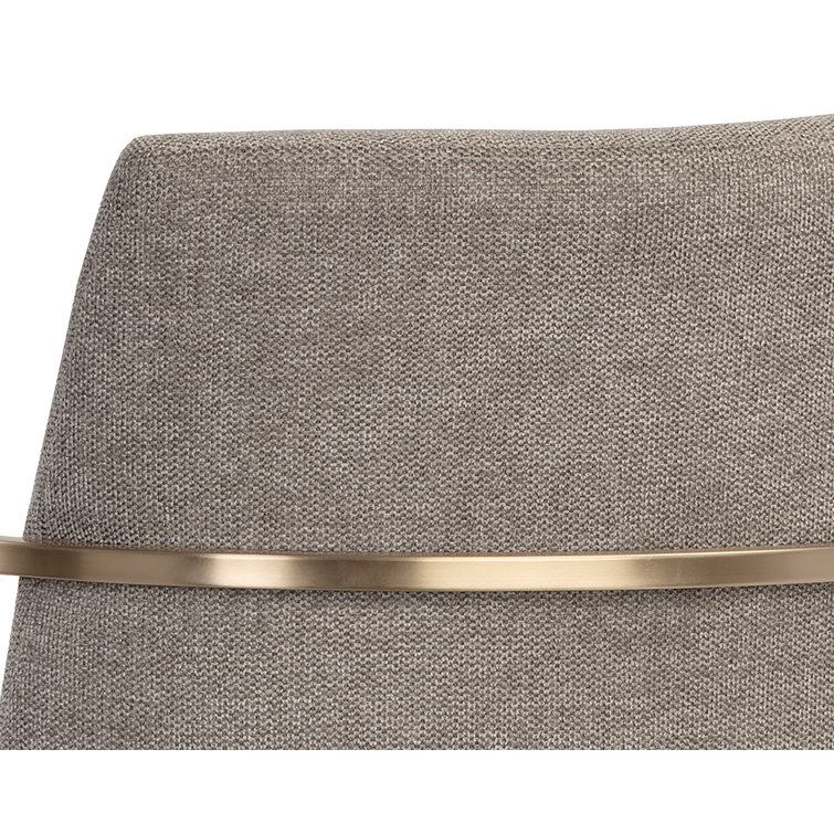 Belfast Oyster Shell Upholstered Arm Chair with Antique Brass Frame