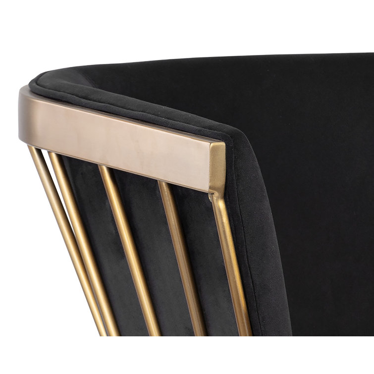 Black Upholstered Arm Chair with Gold Metal Frame