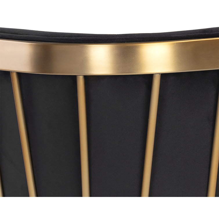 Black Upholstered Arm Chair with Gold Metal Frame