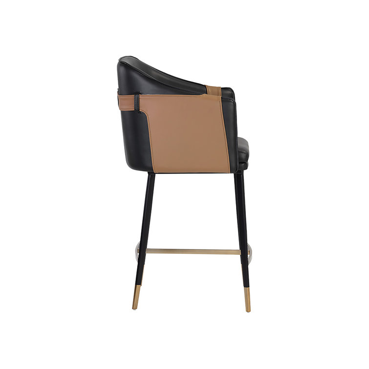 Napa Black and Cognac Faux Leather Counter Stool