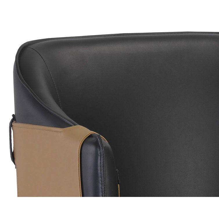 Napa Black and Cognac Faux Leather Counter Stool