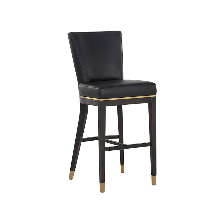 Gray Leather and Metal Transitional Bar Stool