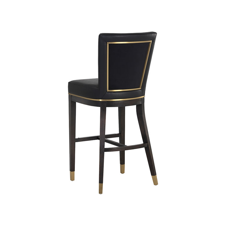 Gray Leather and Metal Transitional Bar Stool