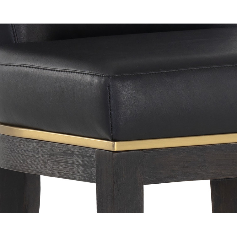 Gray Leather and Metal Transitional Bar Stool