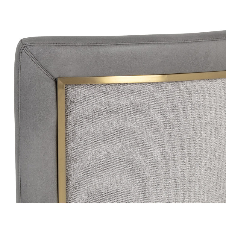 Gray Leather and Metal Transitional Bar Stool