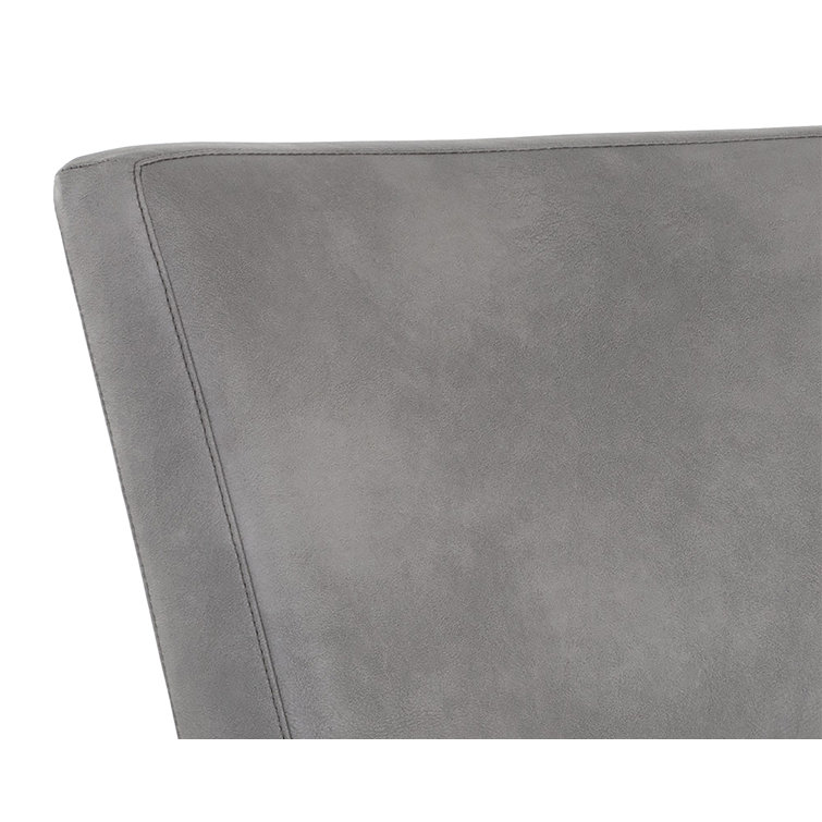 Gray Leather and Metal Transitional Bar Stool