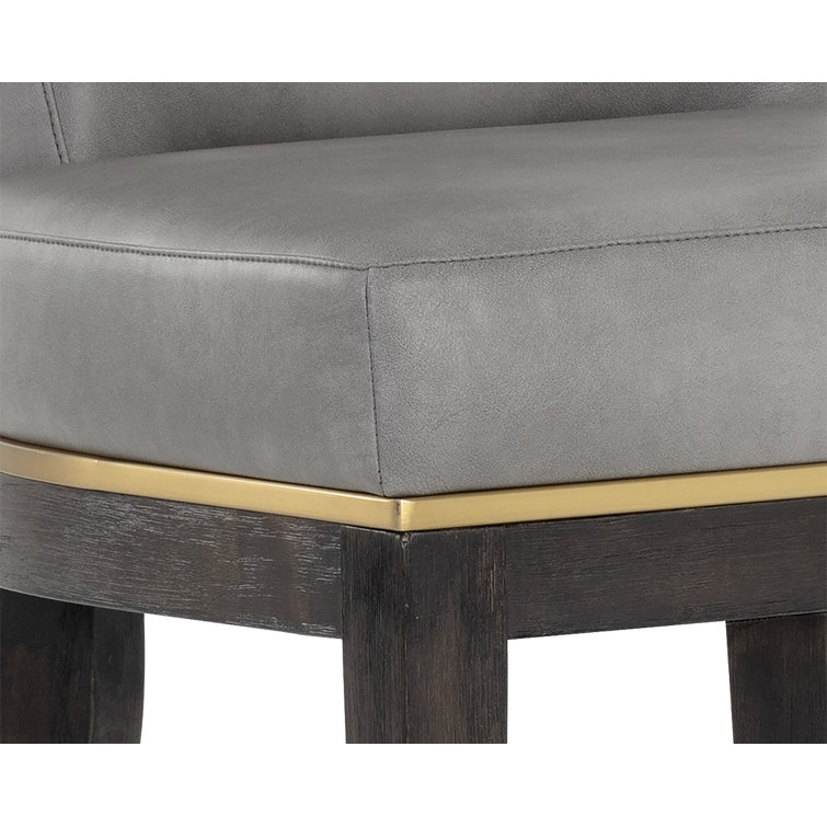 Gray Leather and Metal Transitional Bar Stool