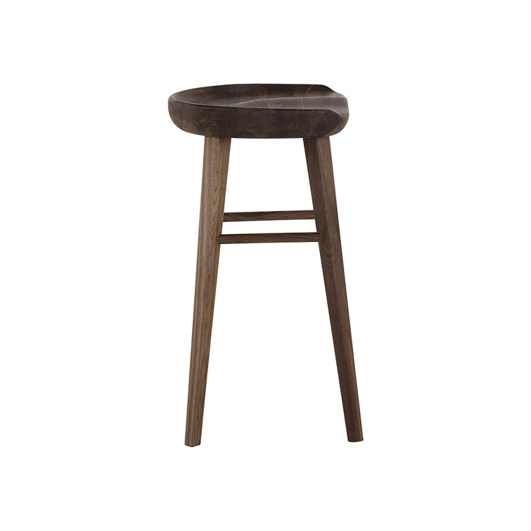 Dominic Walnut Wood Counter Stool with Sculpted Seat