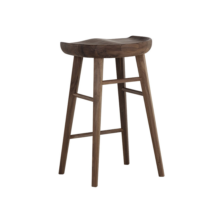 Dominic Walnut Wood Counter Stool with Sculpted Seat