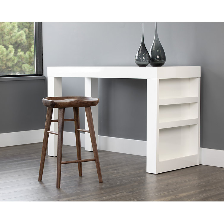 Dominic Walnut Wood Counter Stool with Sculpted Seat