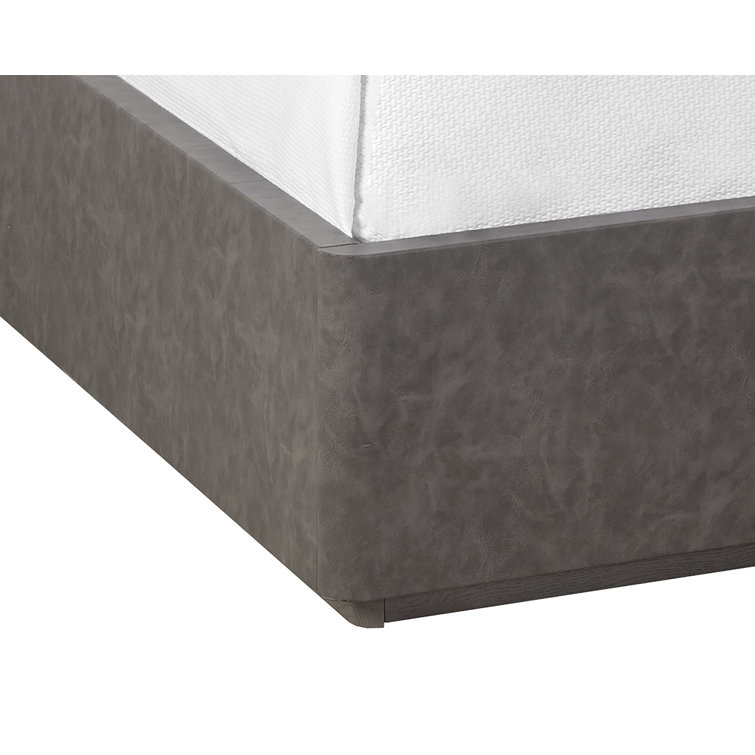 Gray Oak Faux Leather Upholstered King Platform Bed