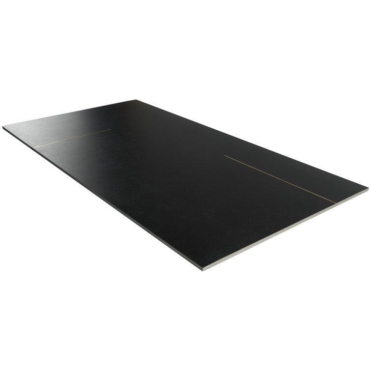Stria Bar Black Porcelain Large Format Tile with Brass Inlay