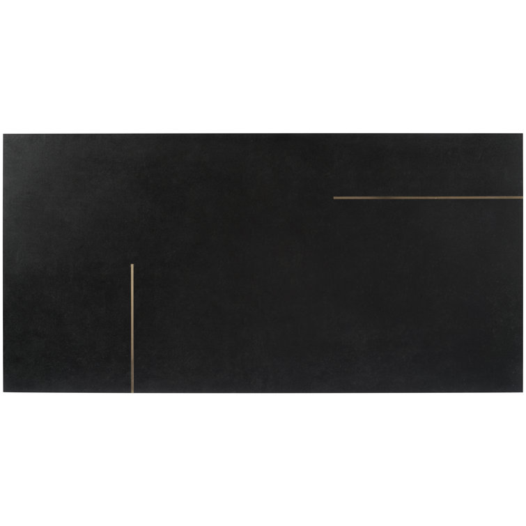 Stria Bar Black Porcelain Large Format Tile with Brass Inlay