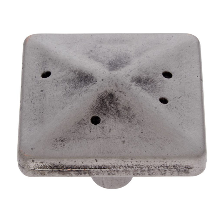 Rustic Nickel Square Knob with Mounting Hardware