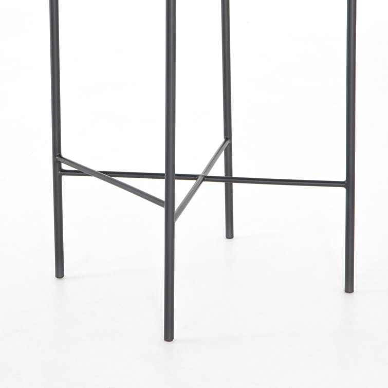 Modern Farmhouse Natural Leather Counter Stool in Gray/Brown