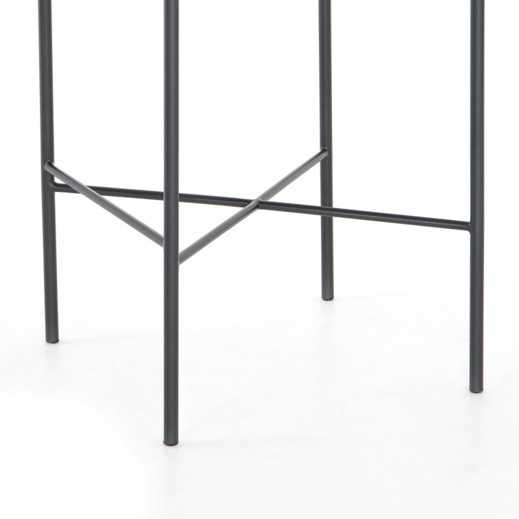 Garza 44'' Smoke Grey Genuine Leather & Iron Bar Stool