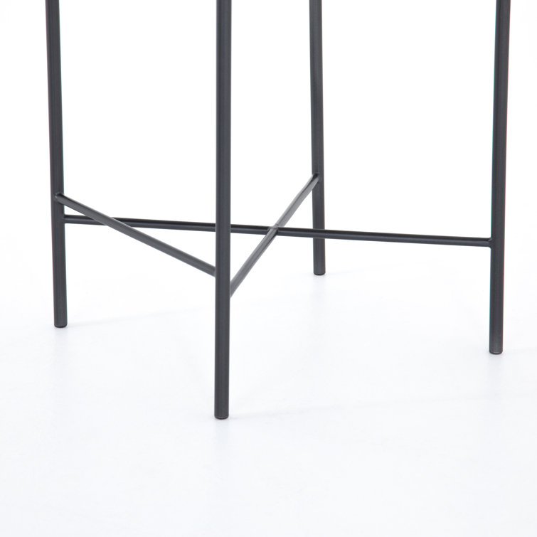 Modern Farmhouse Natural Leather Counter Stool in Gray/Brown