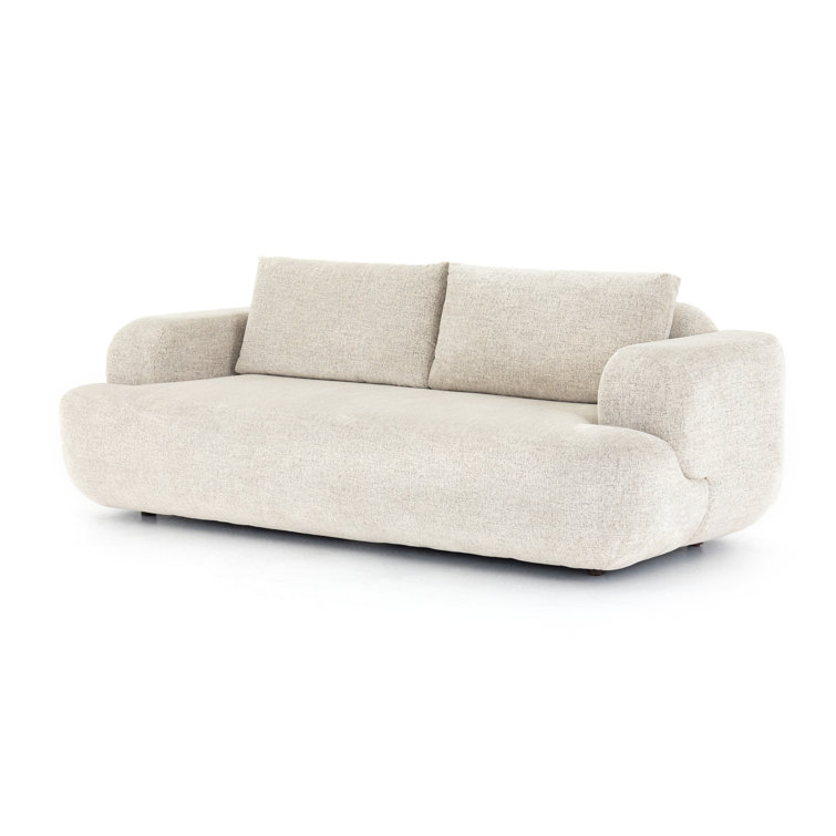Natural Linen Trio-Seating Modern Couch with Loose Back