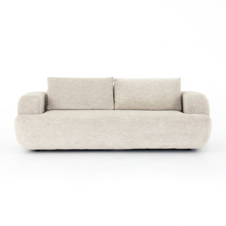 Natural Linen Trio-Seating Modern Couch with Loose Back