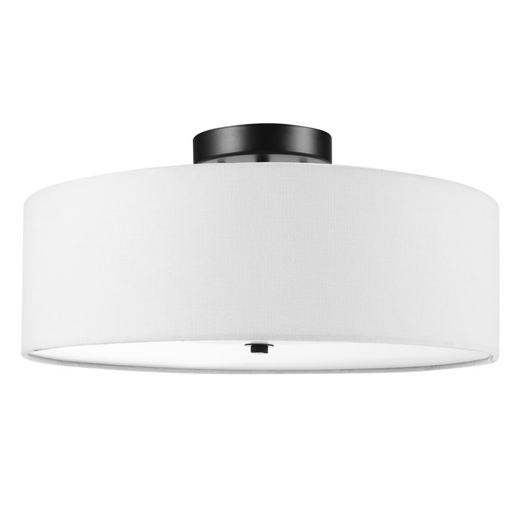 Kyle 16'' Dark Bronze Flush Mount Ceiling Light with White Linen Shade