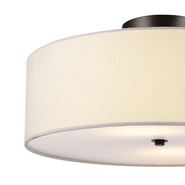 Kyle 16'' Dark Bronze Flush Mount Ceiling Light with White Linen Shade