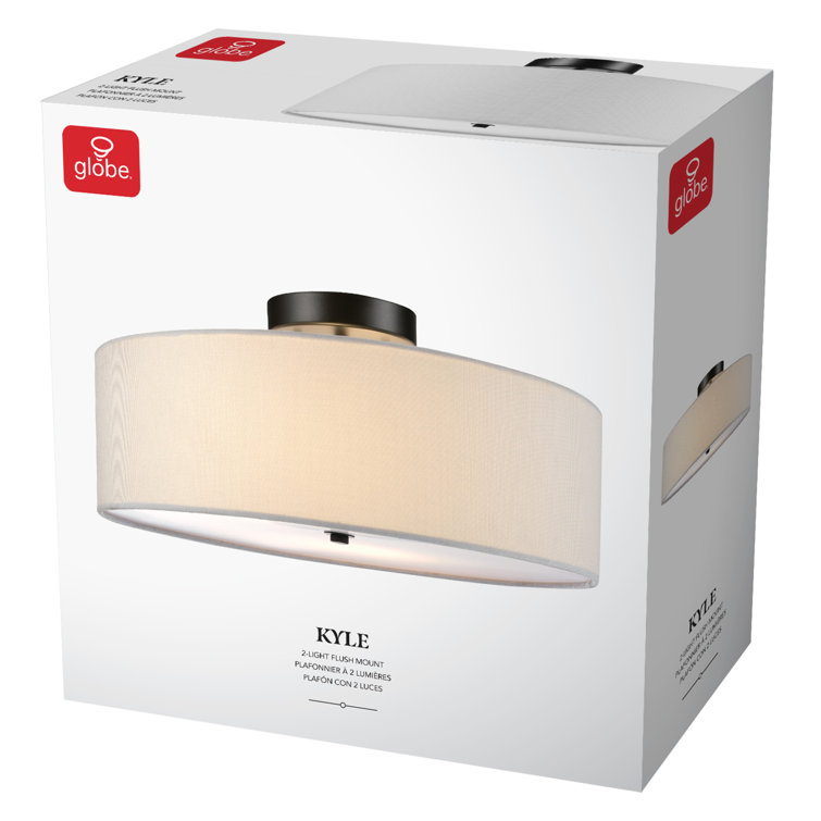 Kyle 16'' Dark Bronze Flush Mount Ceiling Light with White Linen Shade