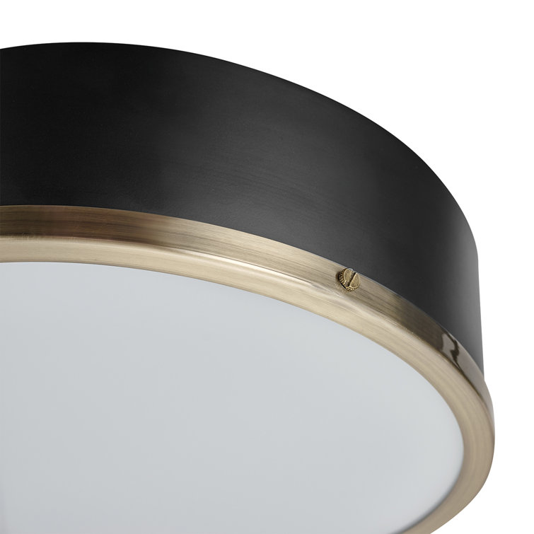 Selina 14" Matte Black Modern Flush Mount with Frosted Glass Shade