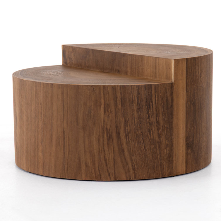 Modern Caramel Oak Round Coffee Table, 28 Inch