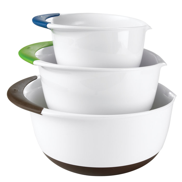 Good Grips 3-Piece White and Multicolor Mixing Bowl Set