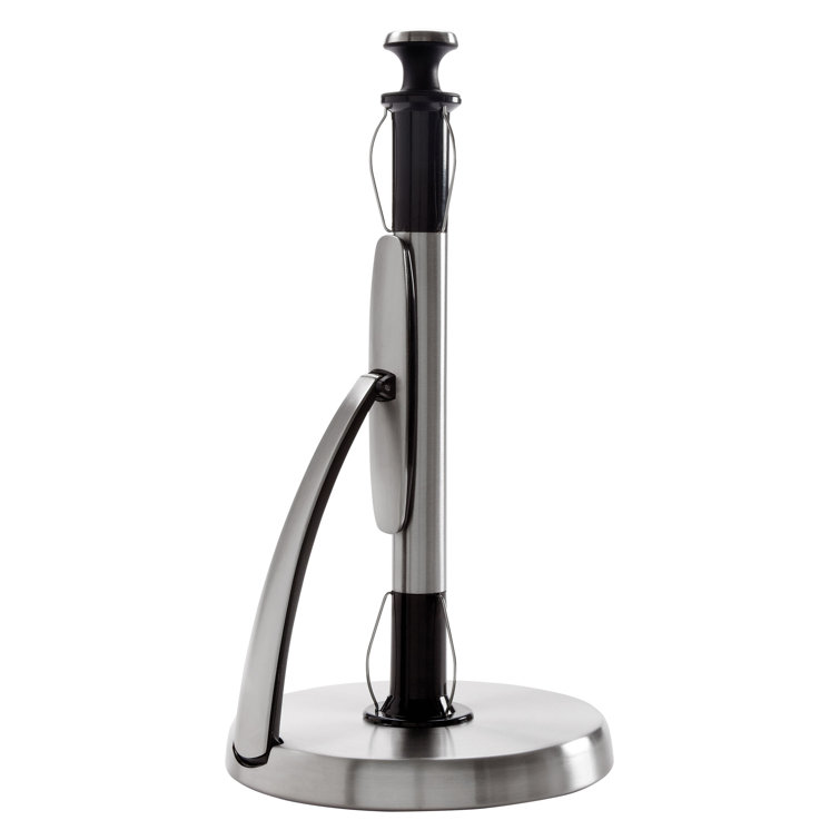 Stainless Steel and Black Freestanding Paper Towel Holder
