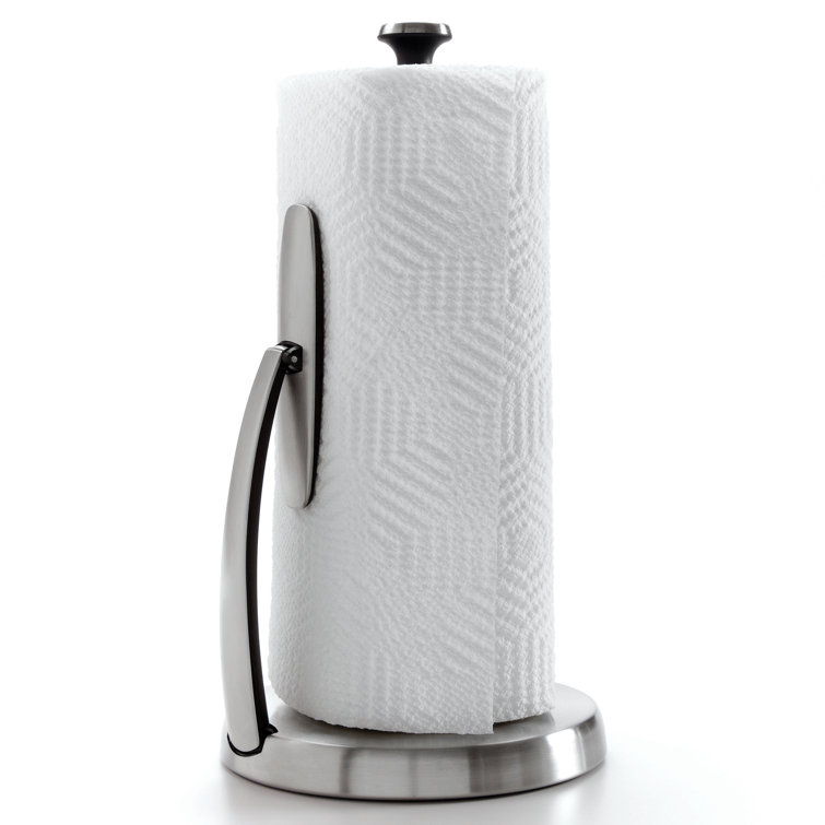 Stainless Steel and Black Freestanding Paper Towel Holder
