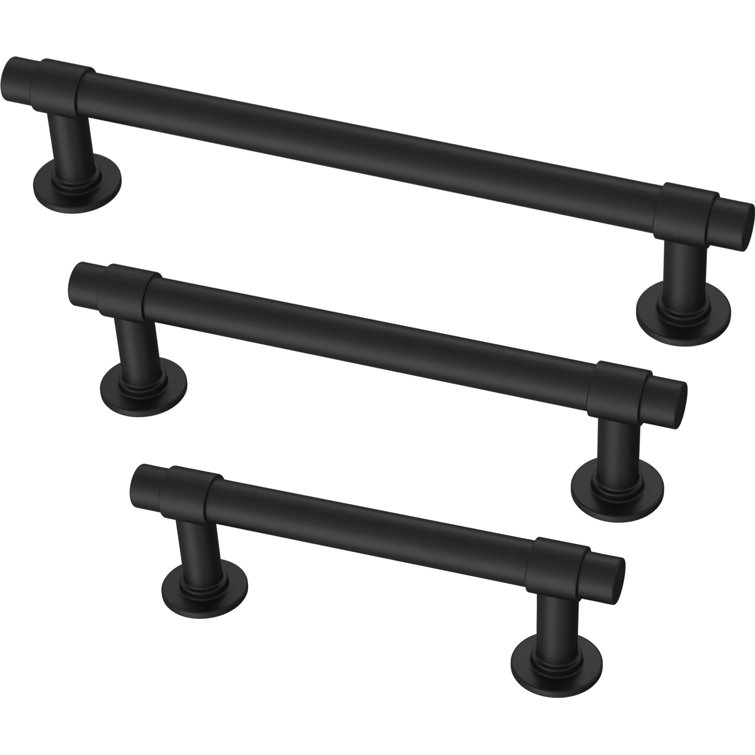 Matte Black Brass Bar Pull with Mounting Hardware, 10-Pack