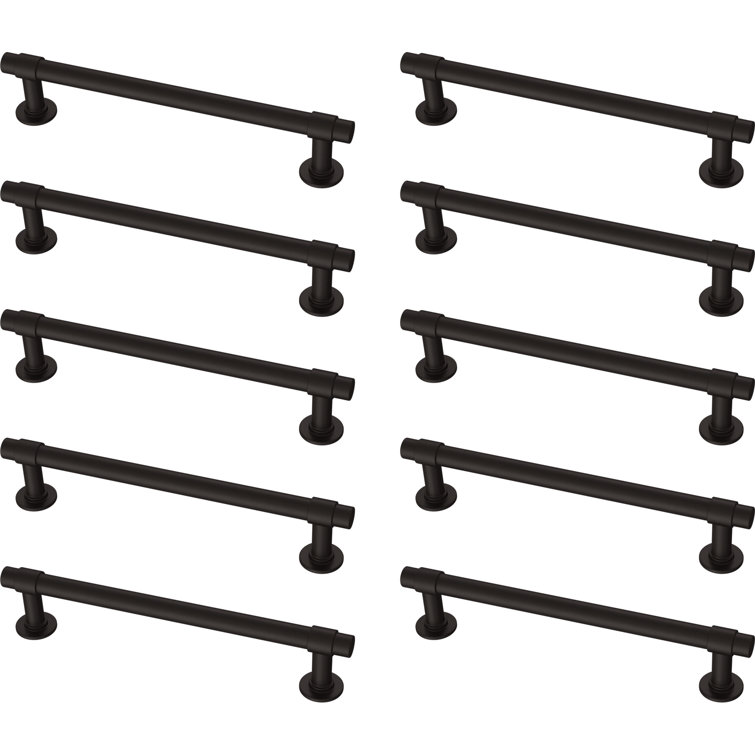 Matte Black Brass Bar Pulls with Mounting Hardware