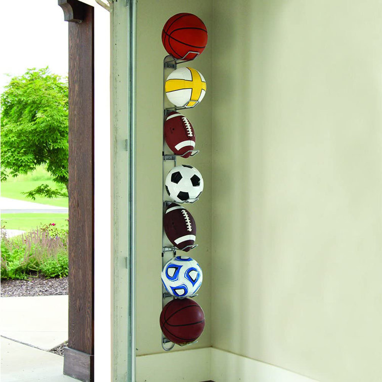 Silver Steel Wall Mounted Sports Ball Storage Rack