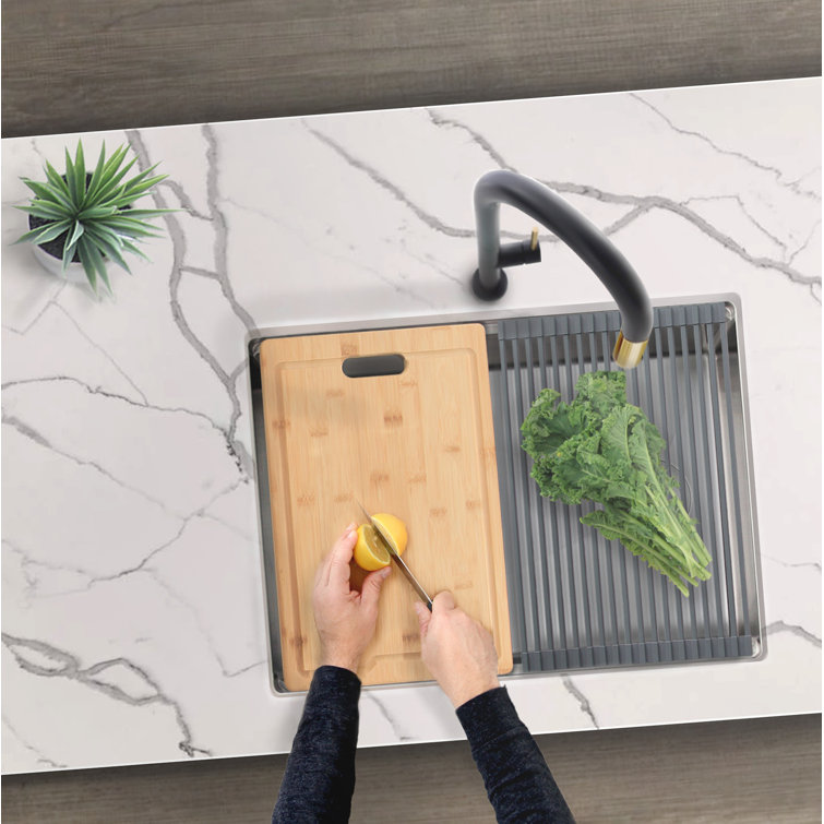 25'' Stainless Steel Single Bowl Undermount Kitchen Sink with Accessories