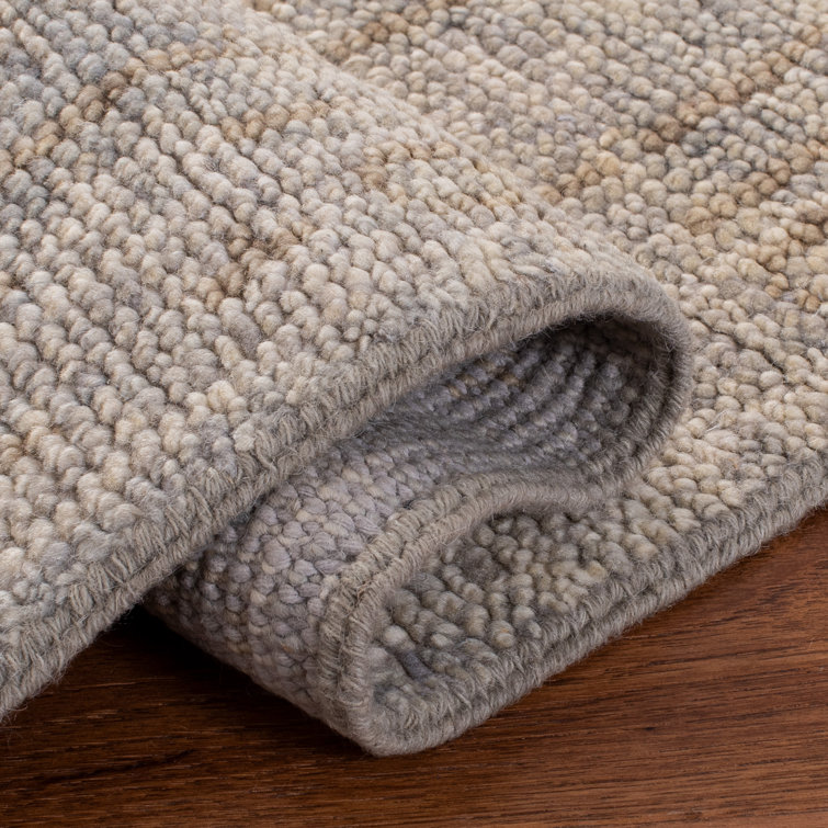 Elegant Hand-Knotted Wool Area Rug in Light Gray, 9' x 12'